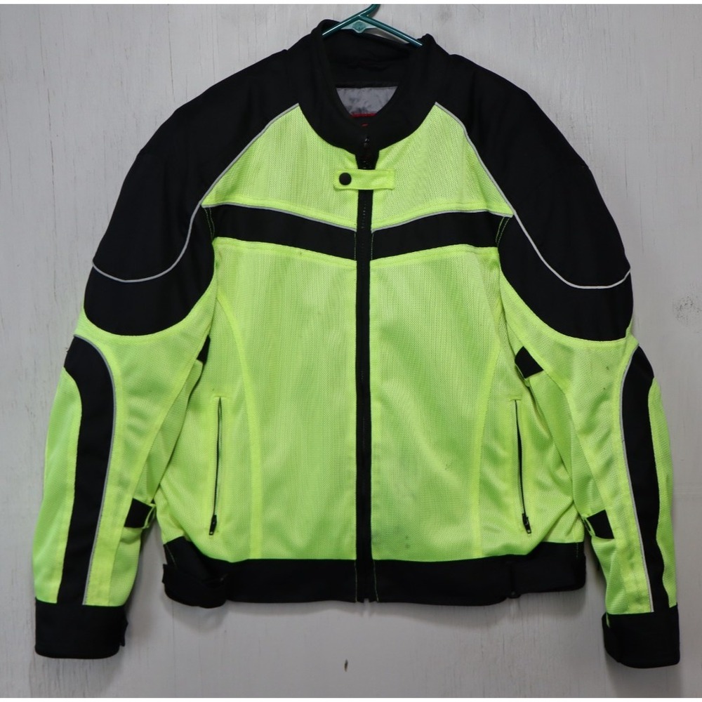 BILT Jacket Large Hi Viz Green Black Motorcycle Armor Reflective BLM 13